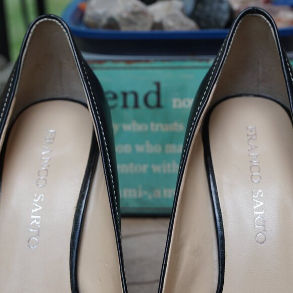 FRANCO SARTO BLACK OPEN TOE PUMP HEEL SZ 7.5 LEATHER - Picture 7 of 15